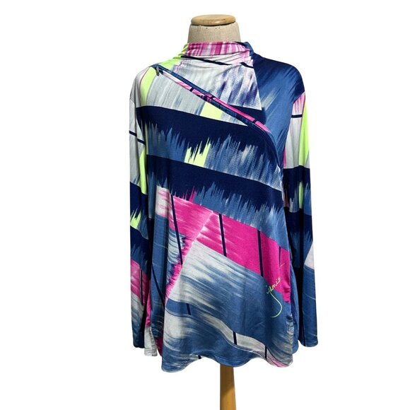 Jamie Sadock Multicolor Abstract Print Womens XL Long Sleeve Top Tunic - Picture 1 of 11